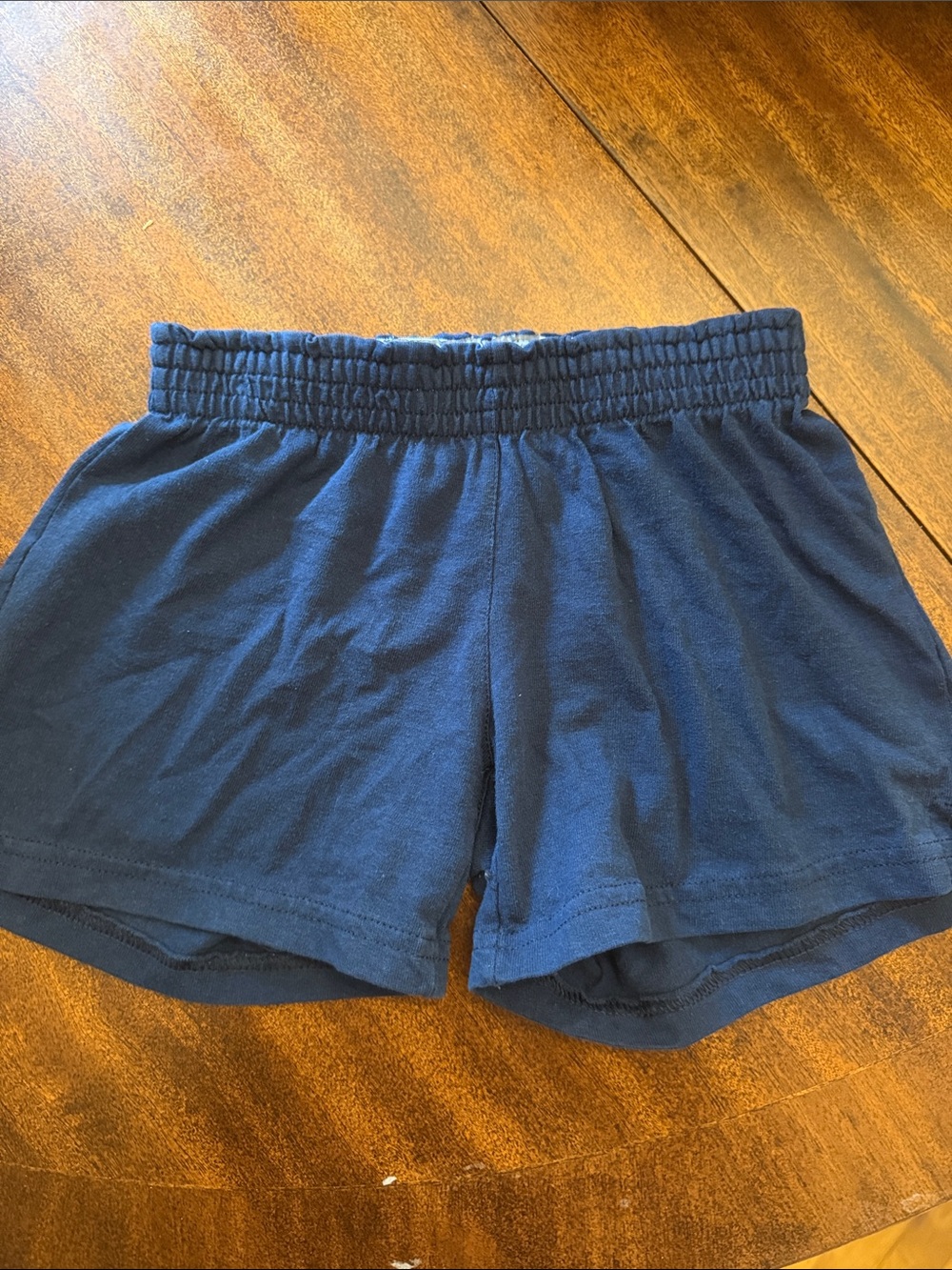 Girls Navy Elastic-Waist Knit Shorts